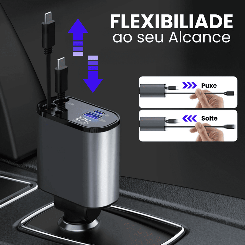 ChargeFlex™ - Carregador TURBO Retrátil 4 em 1 - Descontãoo.com