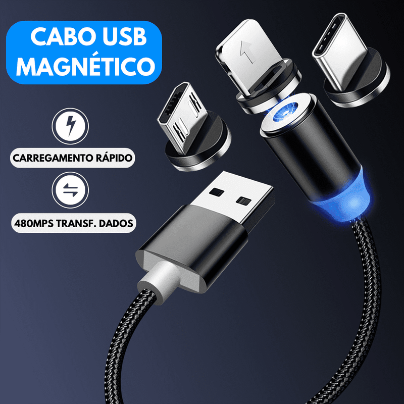 Charger magnetic™ Cabo 3 em 1 - Descontãoo.com