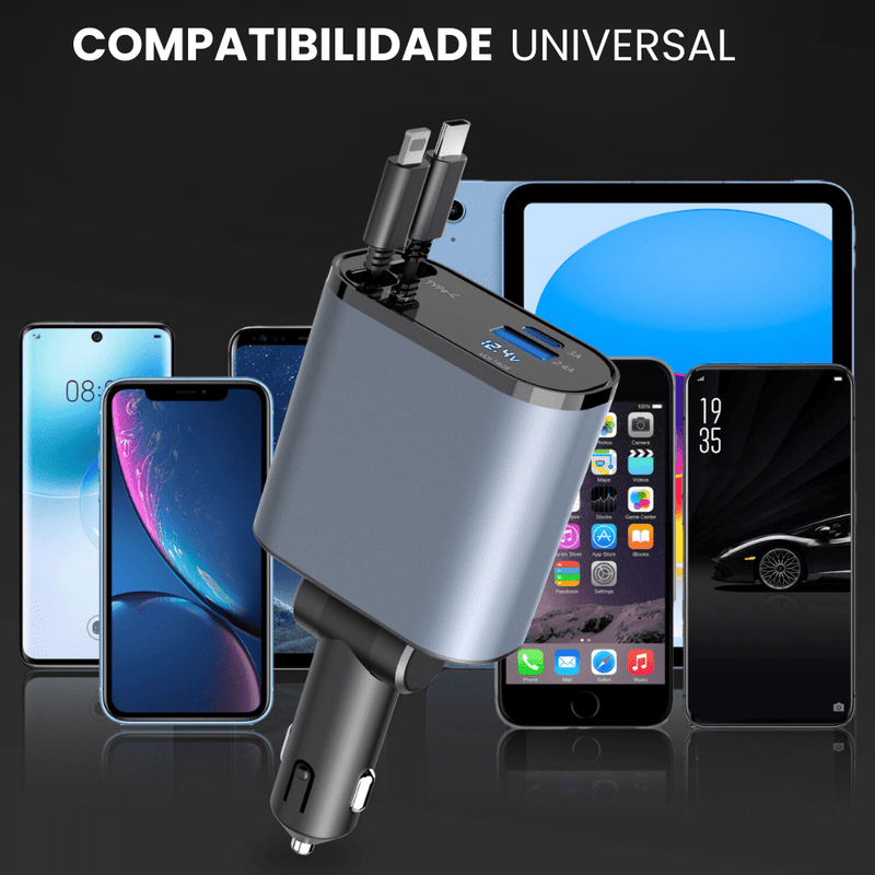 ChargeFlex™ - Carregador TURBO Retrátil 4 em 1 - Descontãoo.com